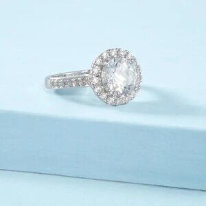 Stella & Dot Elina CZ Halo Engagement Wedding Ring - Size 8